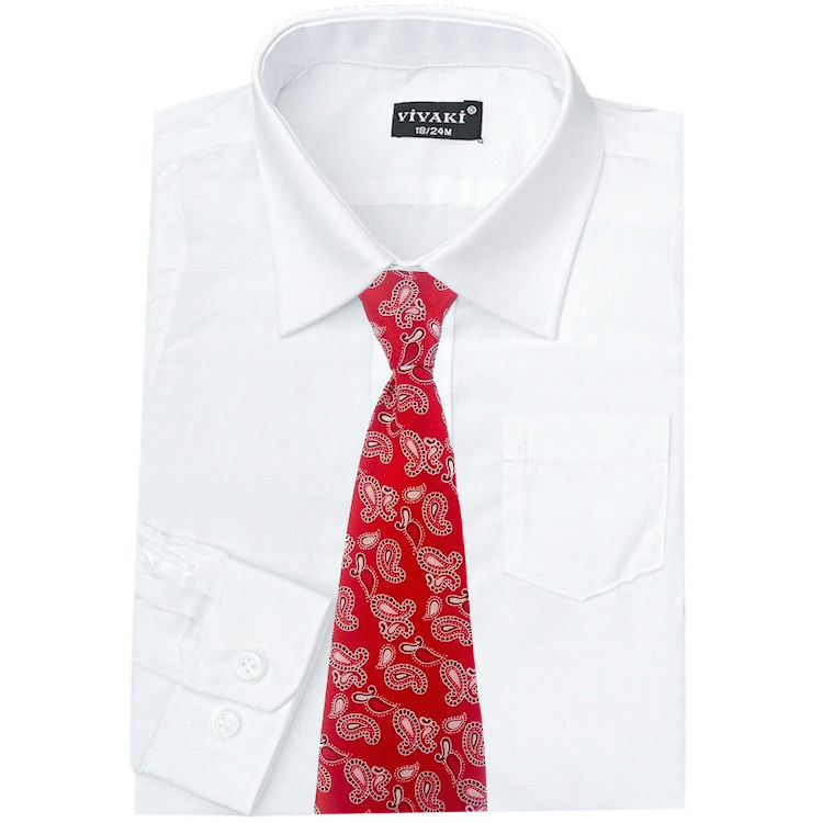 Boys White Formal Shirt Red Paisley Tie Boys Wedding Shirt childrensspecialoccasionwear